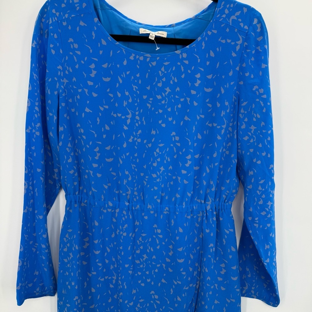 Madewell Silk Broadway & Broome Blue Long Sleeve Mini Dress Sundress Size 6 - Picture 4 of 9